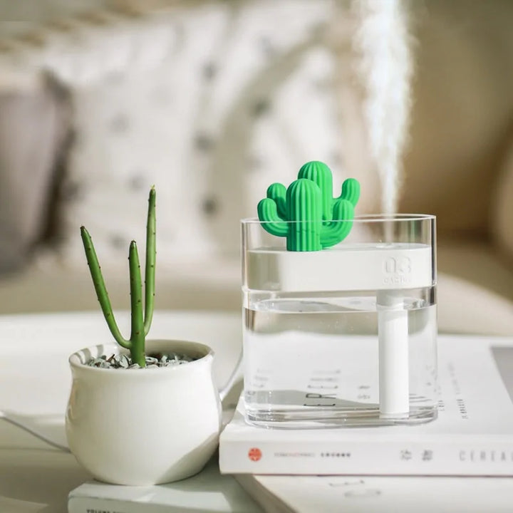 Ultrasonic Air Humidifier 160ML Clear with Cactus Color Light USB Essential Oil Diffuser Car Purifier Aroma Diffusor Anion Mist Maker