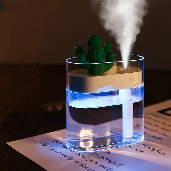 Ultrasonic Air Humidifier 160ML Clear with Cactus Color Light USB Essential Oil Diffuser Car Purifier Aroma Diffusor Anion Mist Maker