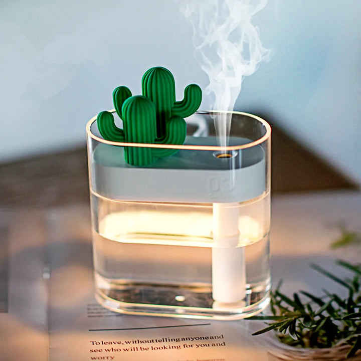 Ultrasonic Air Humidifier 160ML Clear with Cactus Color Light USB Essential Oil Diffuser Car Purifier Aroma Diffusor Anion Mist Maker